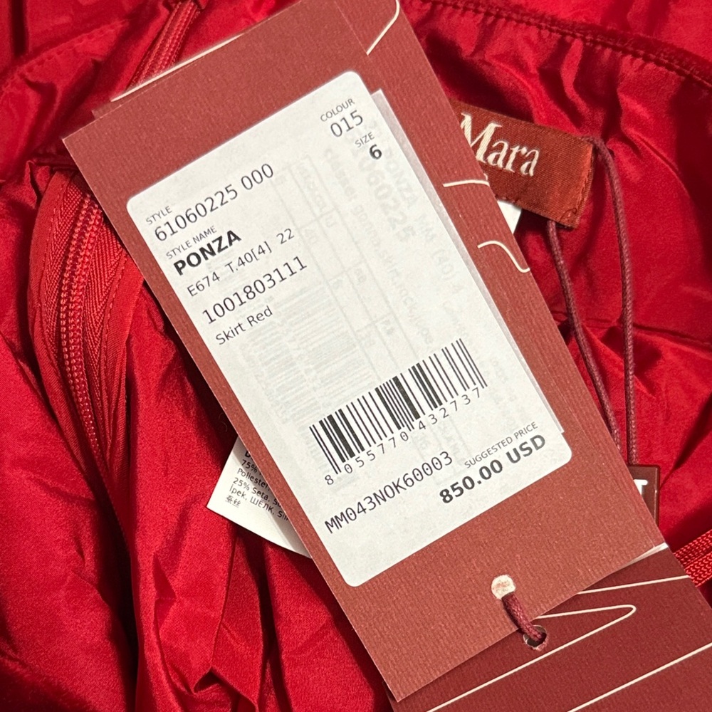 Max Mara Ponza Red High Waist Maxi Skirt Holiday Formal Party Luxury Minimalist - Picture 10 of 10
